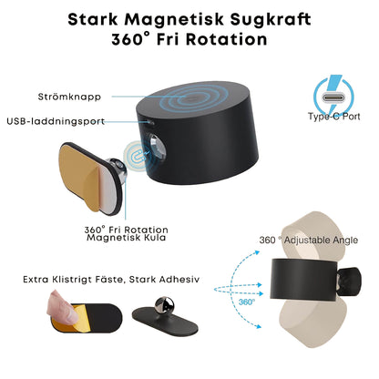 360° magnetisk LED-veggspot, oppladbar